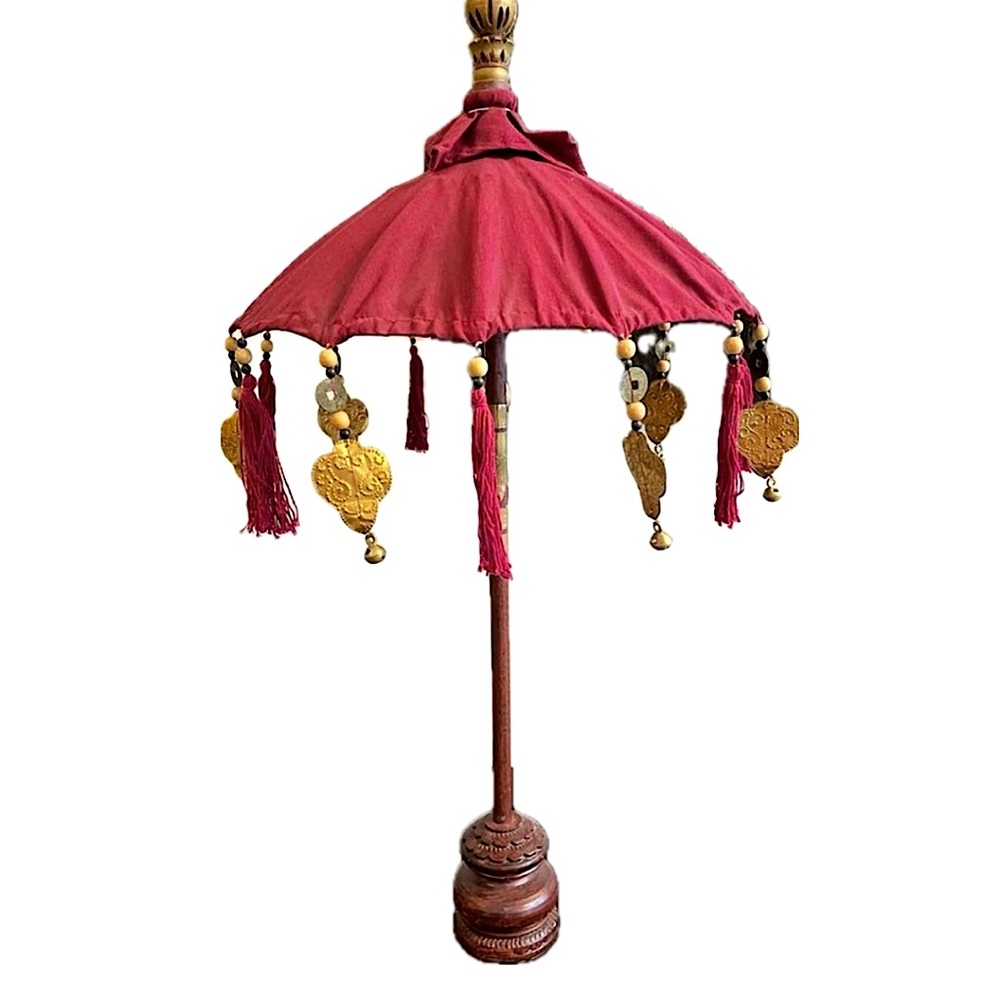 Vintage Tall Bali Umbrella Parasol Handcrafted Balinese Decor